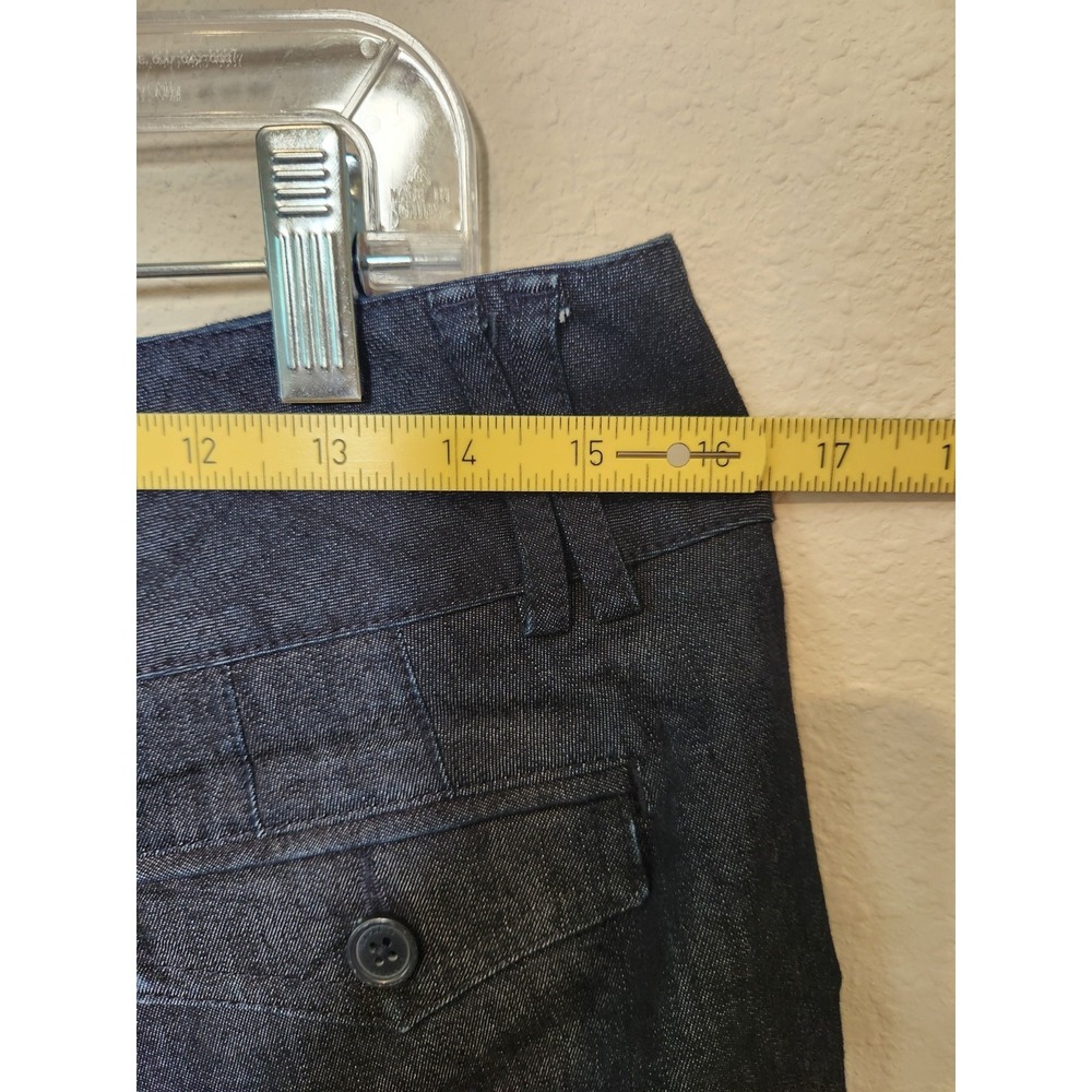 Express Womens Dark Rinse Denim Trouser Shorts Cuffed Pockets Mid-Rise Sz 6x4.5" - Picture 9 of 9